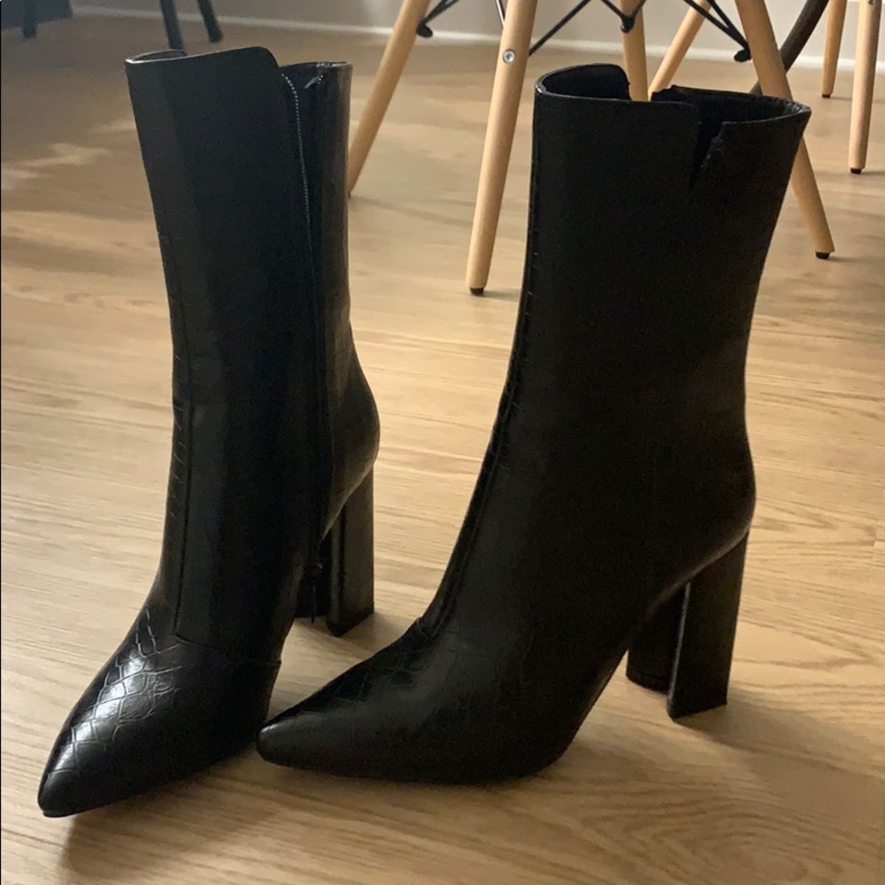 Faux leather snake boots